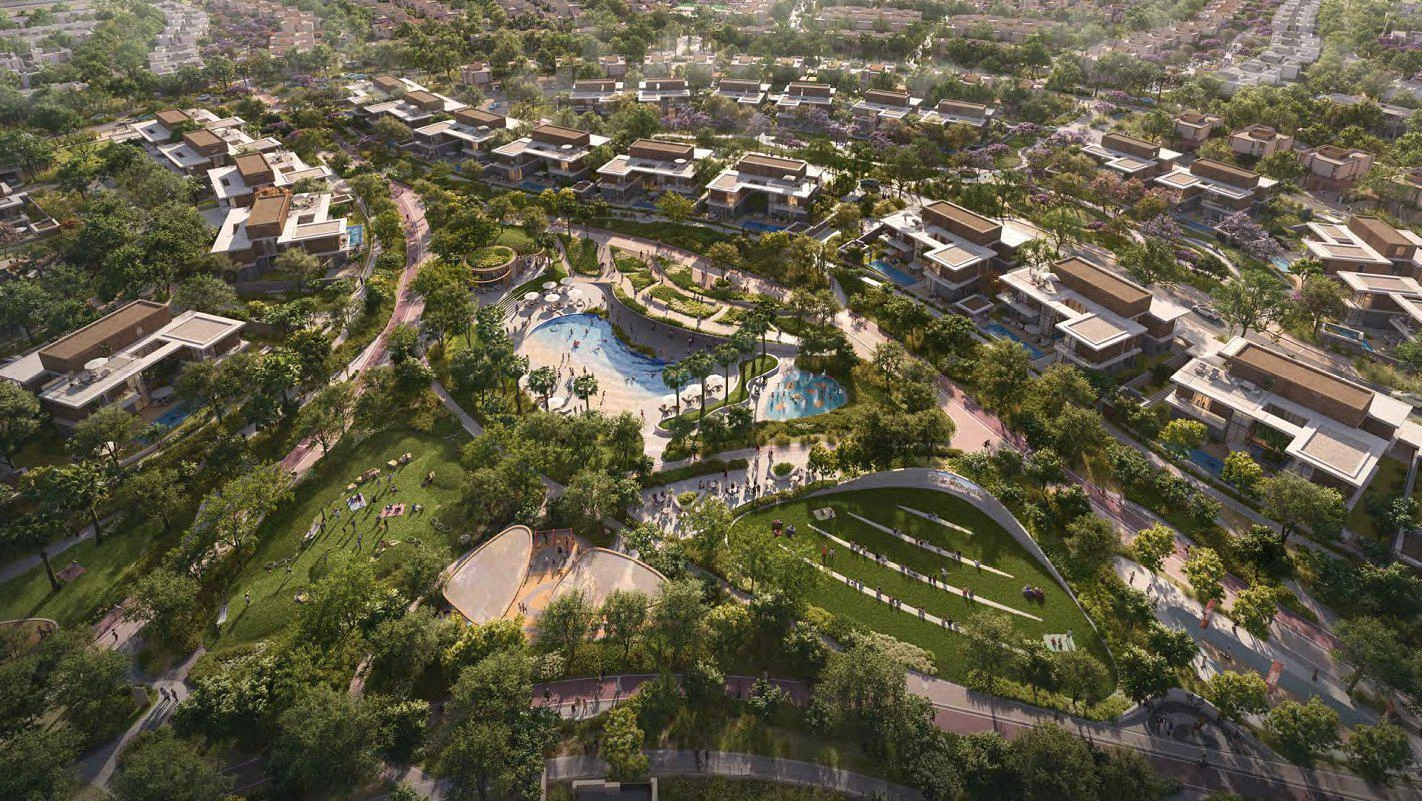 Большой комплекс вилл и таунхаусов Athlon с клубами, бассейнами и пляжем, Dubailand, Дубай, ОАЭ