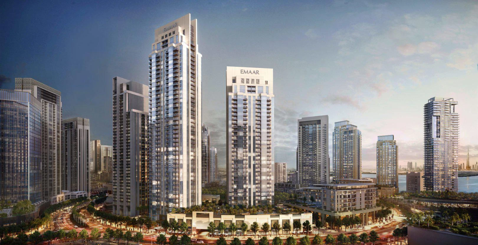 Новые апартаменты в престижном жилом комплексе Creek Rise Towers на острове в Dubai Creek Harbour, ОАЭ
