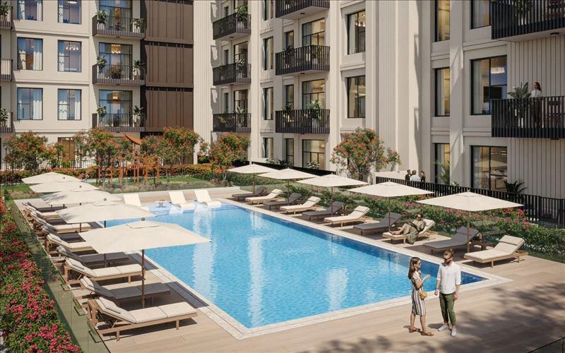 Новая резиденция FIA Residence с бассейном и детскими площадками, Town Square, Дубай, ОАЭ