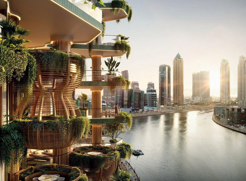 Новая резиденция Eywa на берегу канала с бассейнами, зонами отдыха и водопадами, Business Bay, Дубай, ОАЭ