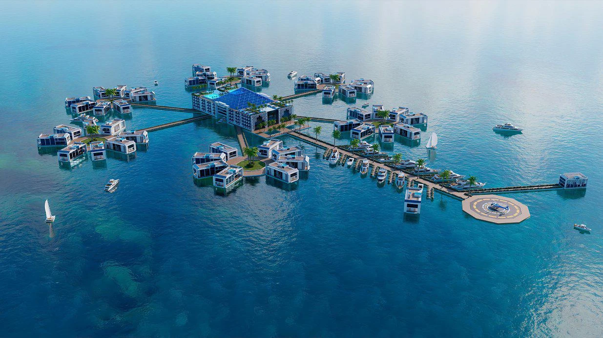 Новый уникальный комплекс вилл среди океана Kempinski Floating Palace (Neptune), Jumeirah, Дубай, ОАЭ