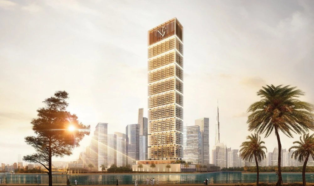 Новая высотная резиденция One by Binghatti с бассейнами и теннисным кортом в центральном районе Business Bay, Дубай, ОАЭ