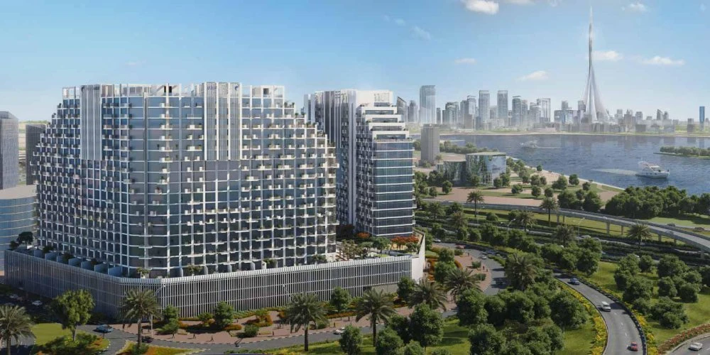 Высококачественная резиденция Creek Views 1 с бассейном рядом с международным аэропортом, Al Jaddaf, Дубай, ОАЭ