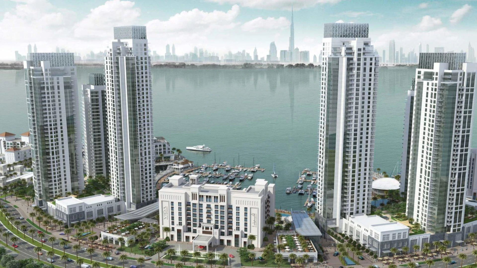 Высотная резиденция премиум класса Creek Residences рядом с причалом для яхт, Dubai Creek Harbour, Дубай, ОАЭ