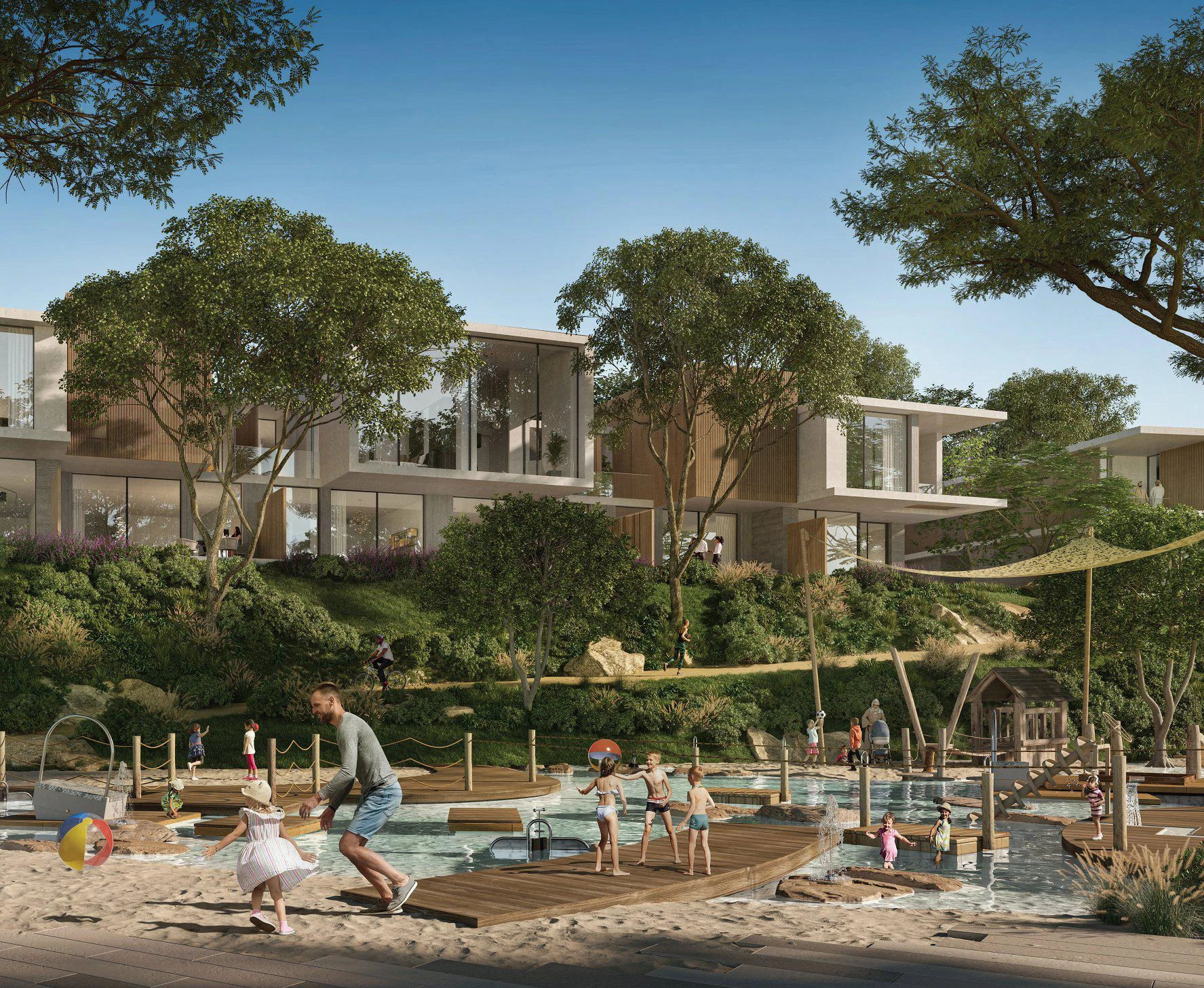 Новый комплекс таунхаусов Shamsa с бассейнами и природным заповедником, Expo City, Дубай, ОАЭ