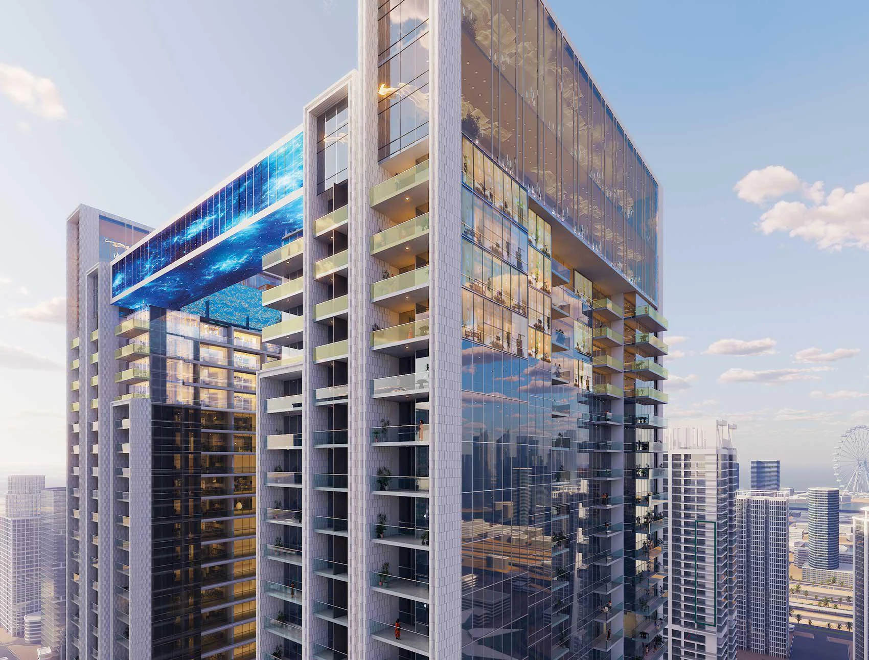 Апартаменты с видом на город, море и озёра, в комплексе Viewz с развитой инфраструктурой, JLT, Дубай, ОАЭ