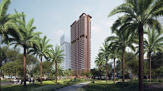 Элитный жилой комплекс Luxor Tower с прямым выходом в парк в Jumeirah Village Circle, Дубай, ОАЭ
