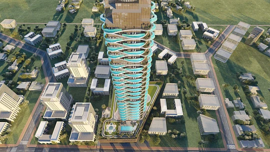 Новый высотный комплекс апартаментов с собственными бассейнами Volga Tower, JVT, Дубай, ОАЭ