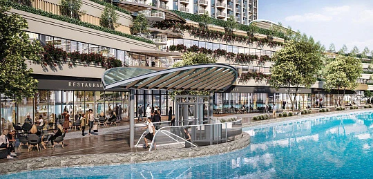 Новая высотная резиденция 360 Riverside Crescent с бассейнами и ресторанами рядом с центром города, Nad Al Sheba 1, Дубай, ОАЭ