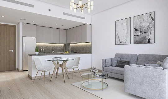 Современная резиденция Amber с бассейнами и ресторанами рядом с автомагистралью и станцией метро, район Jebel Ali Village, Дубай, ОАЭ