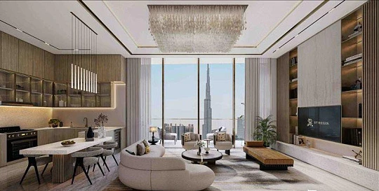 Новая высотная резиденция St Regis Residences с конференц-залом и инфинити-бассейнами, Downtown Dubai, Дубай, ОАЭ