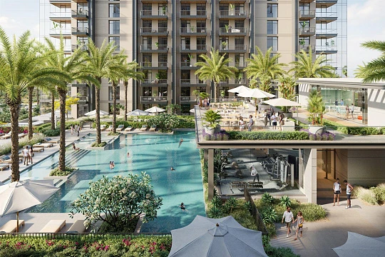 Новая резиденция KENSINGTON WATERS с бассейнами, зонами отдыха и парком, Nad Al Sheba 1, Дубай, ОАЭ