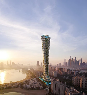 Высокий жилой комплекс с искусственными озёрами и песчаным пляжем, The Palm Jumeirah, Дубай, ОАЭ