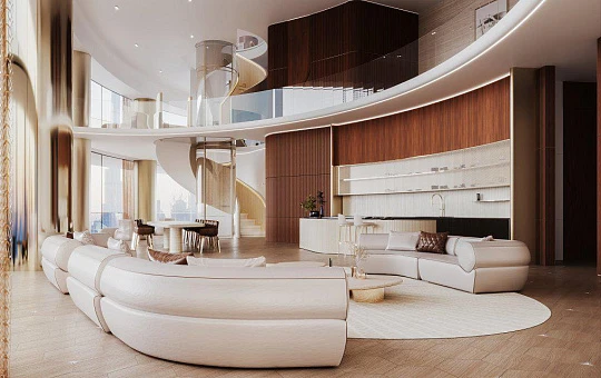 Новая высотная резиденция Mercedes Benz Residence с бассейнами в центре Downtown Dubai, ОАЭ