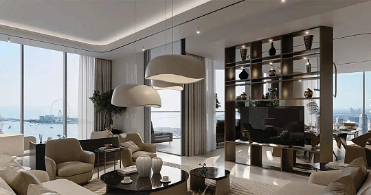 Эксклюзивные люксовые апартаменты Seahaven Sky c видом на пристань для яхт, море, острова, колесо обозрения, Dubai Marina, Дубай, ОАЭ