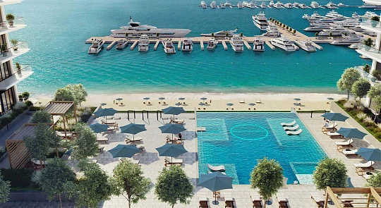 Новые апартаменты с видом на море, пристань для яхт и большой парк, в Beach Mansion собственным пляжем, район Beachfront, Дубай, ОАЭ