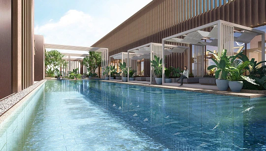 Элитный жилой комплекс Luxor Tower с прямым выходом в парк в Jumeirah Village Circle, Дубай, ОАЭ