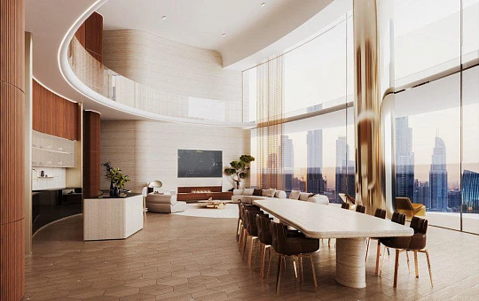 Новая высотная резиденция Mercedes Benz Residence с бассейнами в центре Downtown Dubai, ОАЭ