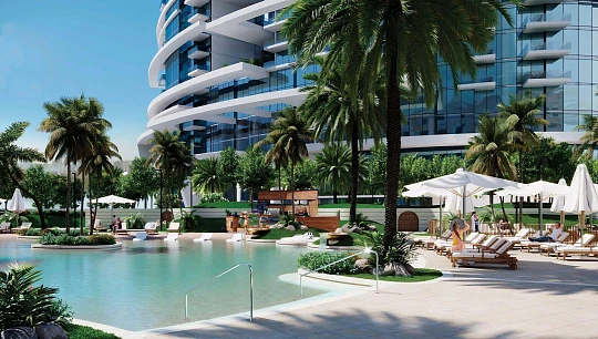 Новая высотная резиденция Damac Casa с бассейнами и садами, Dubai Media city, Дубай, ОАЭ