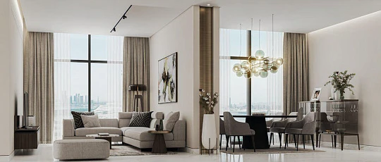Новая высотная резиденция 330 Riverside Crescent рядом с международным аэропортом и центром города, Nad Al Sheba 1, Дубай, ОАЭ