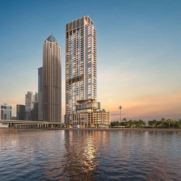 Новая высотная резиденция на берегу канала One River Point с бассейнами рядом с Бурдж Халифа, Business Bay, Дубай, ОАЭ
